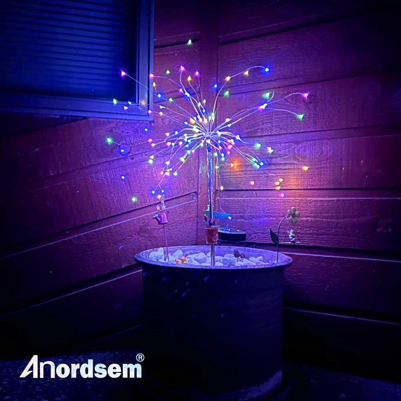 Anordsem Solar Lights Outdoor Decorative: Bendable Copper Wire with 120 LED Firework Beads - Waterproof DIY Colorful Fun Decorating Yard Garden Patio - Christmas Gifts for Homeowner Over 30 - Image 2